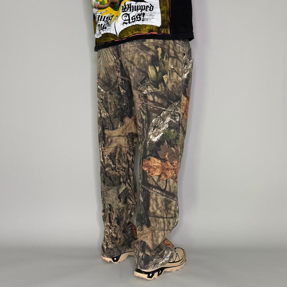 Vintage 90s Mossy Oak Jeans Hunting Camo 38x32 Baggy Wide Leg Woodland - Picture 4 of 5